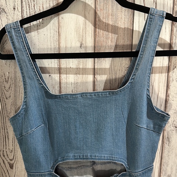 Forever 21 Cut Out Denim Mini Dress, SZ SM - Picture 2 of 3
